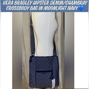 Vera Bradley Hipster Denim/Chambray Crossbody Bag In Moonlight Navy💙